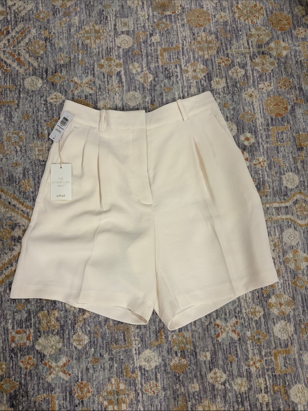 Wilfred Cream High-Waist Pleated Bermuda Shorts